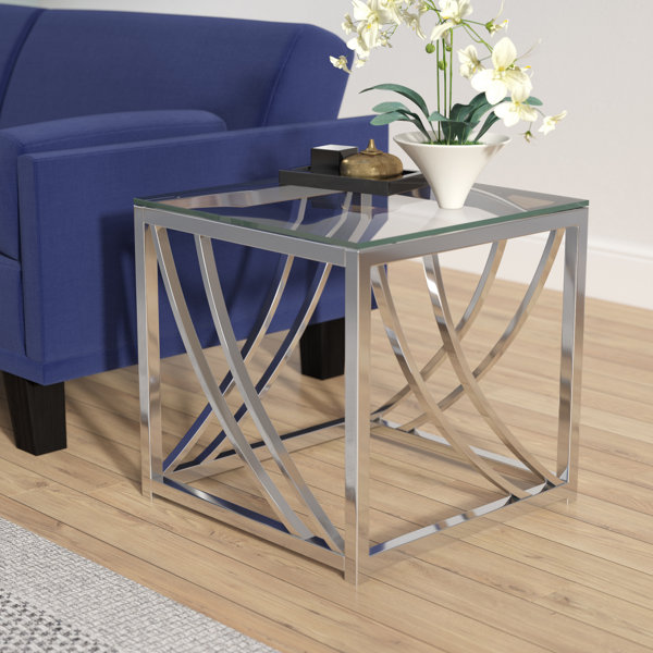 Wade Logan® Merkle Glass Top Square End Table Accents & Reviews Wayfair